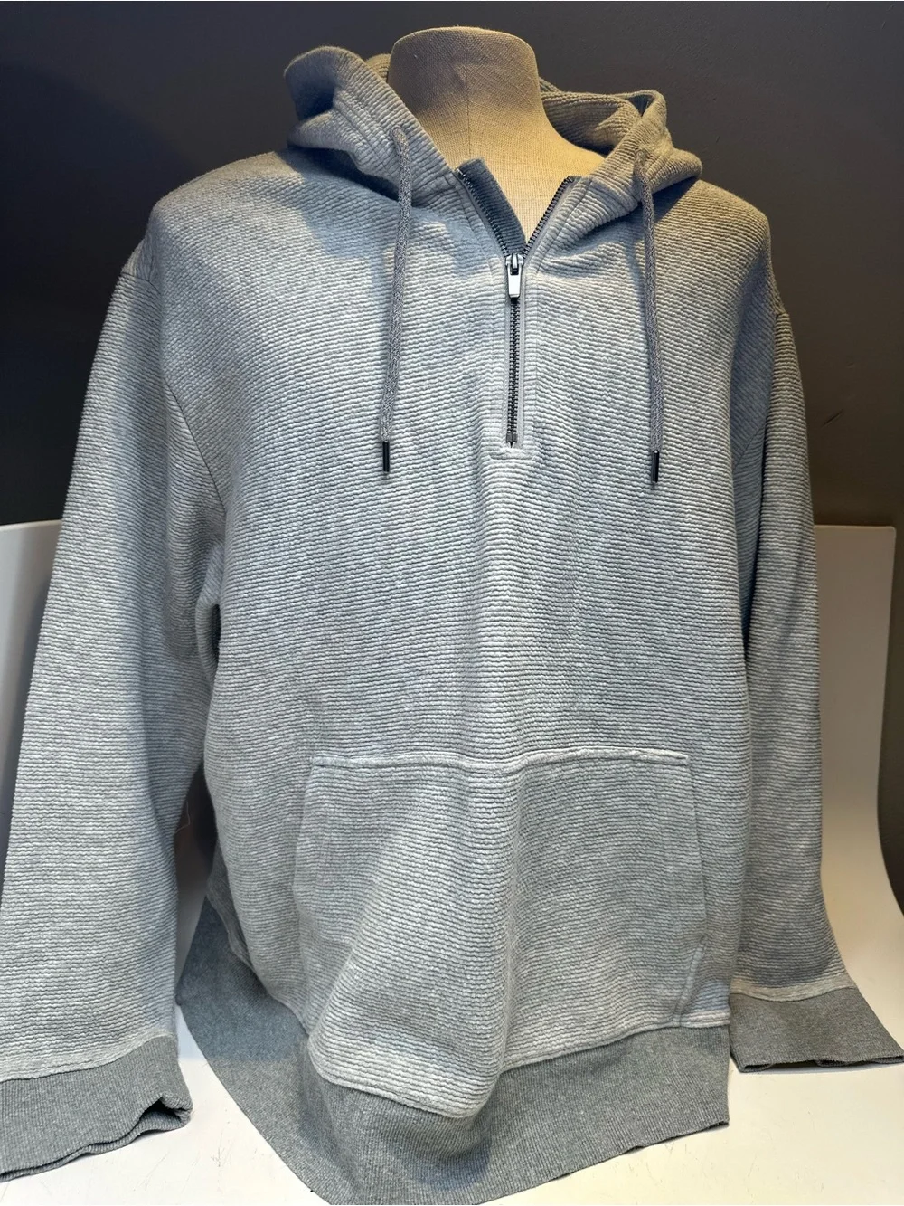 Men's Express Thick Ribbed Half-Zip Sweatshirt Light Gray Size XXL Good Used Con